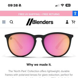 Blenders Black Sunglasses with Pink Lenses